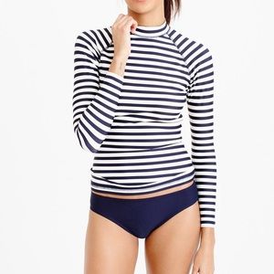 JCrew Womens Stripe Rash-Guard Top (white/navy)